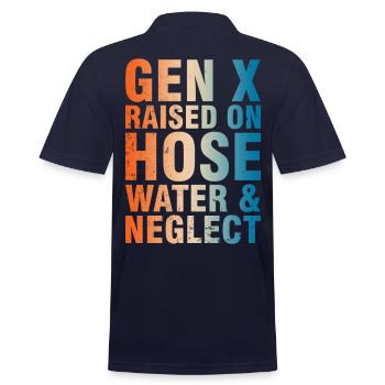 Gen X Raised On Hose Water & Neglect - Men's Pique Polo Shirt - midnight navy - Back