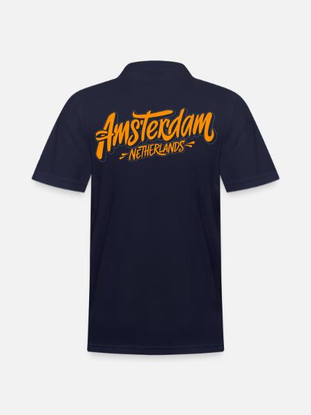 Amsterdam Netherlands Souvenir Charm - Men's Pique Polo Shirt - midnight navy