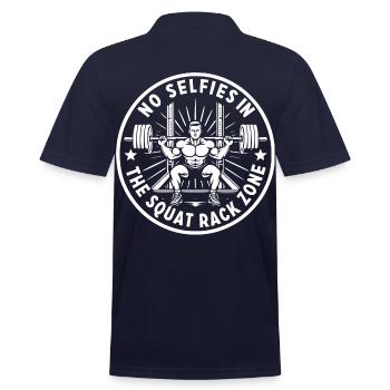 No Selfies in the Squat Rack Zone - Men's Pique Polo Shirt - midnight navy - Back