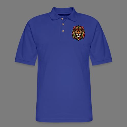 Reggae Roar: Lion & Cannabis Freedom - Men's Pique Polo Shirt