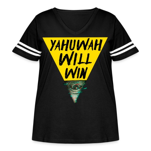 Yahuwah Will Win - Women's Curvy V-Neck Football Tee