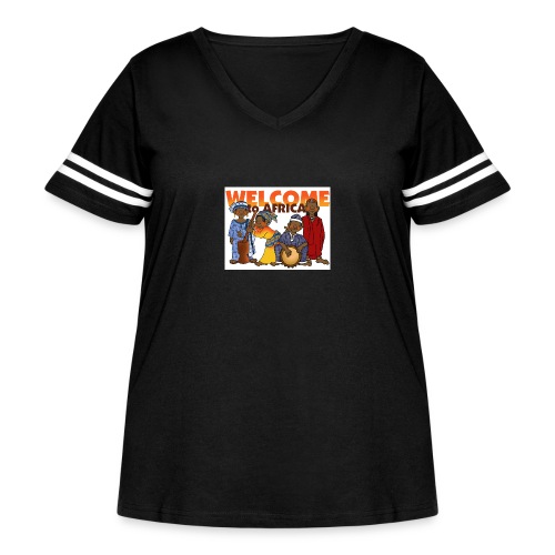 african welcome you - Women's Curvy V-Neck Football Tee