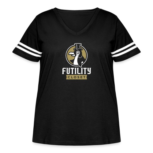 Futility Closet Logo - Reversed - Women's Curvy V-Neck Football Tee