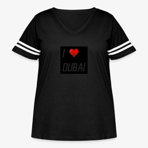 I love dubai - Women's Curvy V-Neck Football Tee