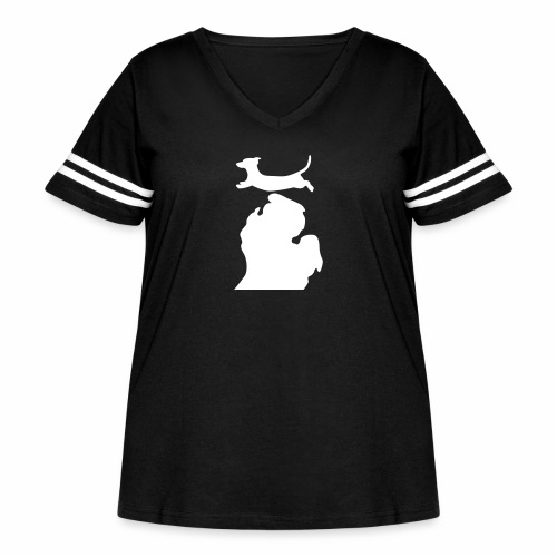 Dachshund Bark Michigan - Women's Curvy Vintage Sports T-Shirt