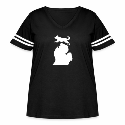 Bark Michigan Husky - Michigan Tech Colors - Women's Curvy Vintage Sports T-Shirt