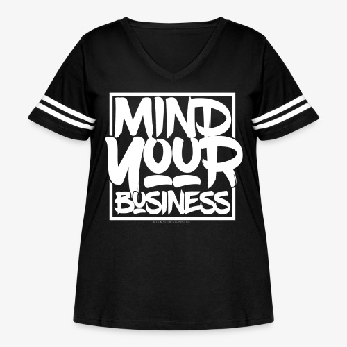 MIND YOUR BUSINESS! - Women's Curvy V-Neck Football Tee