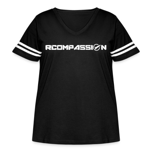 RCOMPASSION 2022 LOGO WHITE TEE - Women's Curvy Vintage Sports T-Shirt
