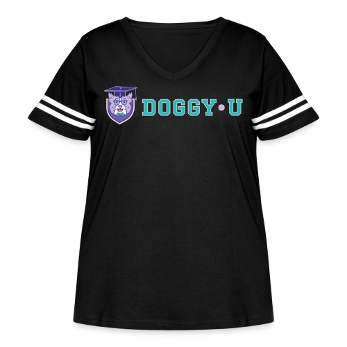 Teal Horizontal Doggy•U Logo - Women's Curvy Vintage Sports T-Shirt