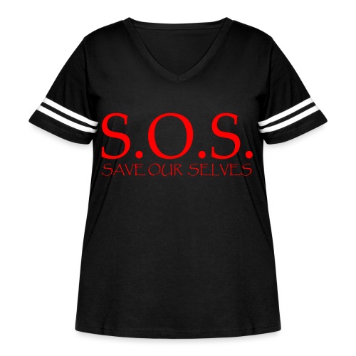 sos no emotion red - Women's Curvy Vintage Sports T-Shirt
