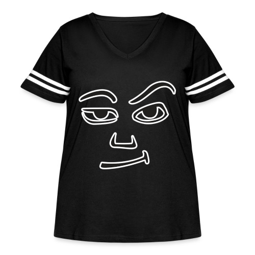 Shop Smile face T-Shirts design online - Women's Curvy V-Neck Football Tee