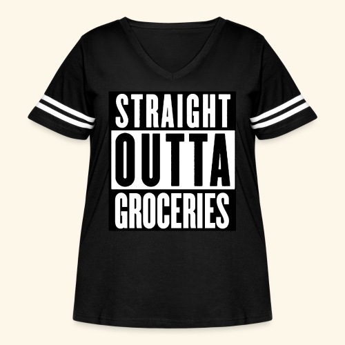 STRAIGHT OUTTA GROCERIES - Women's Curvy Vintage Sports T-Shirt