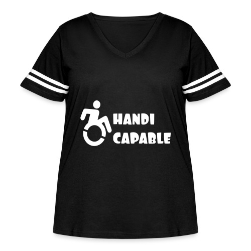 I am Handi capable only for wheelchair users * - Women's Curvy V-Neck Football Tee