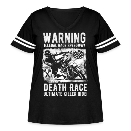 Motorcycle Death Race - Women's Curvy V-Neck Football Tee
