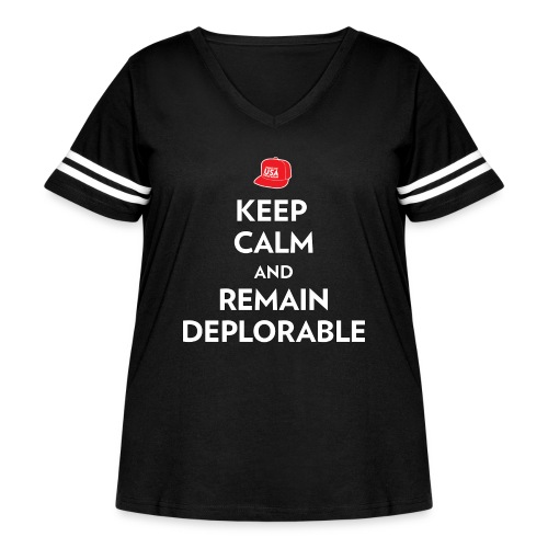 Keep Calm and Remain Deplorable - Women's Curvy Vintage Sports T-Shirt