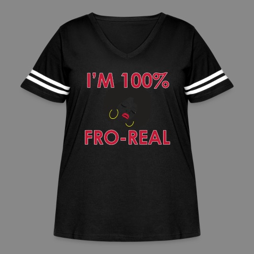 I'm 100% Fro Real - Women's Curvy V-Neck Football Tee