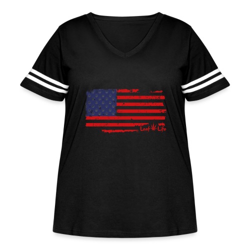US Flag Leaf Life - Women's Curvy Vintage Sports T-Shirt
