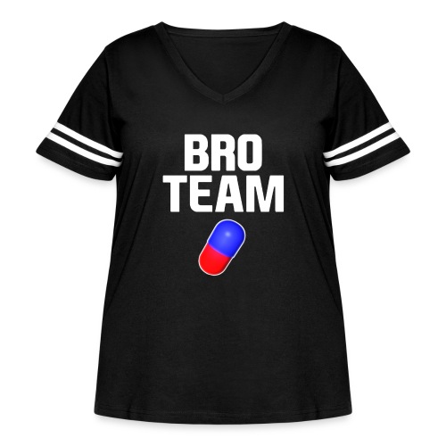 Bro Team White Words Logo Women's T-Shirts - Women's Curvy Vintage Sports T-Shirt