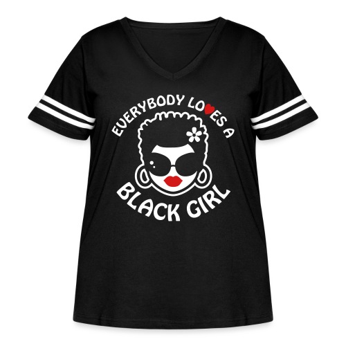 Everybody Loves A Black Girl - Version 2 Reverse - Women's Curvy V-Neck Football Tee