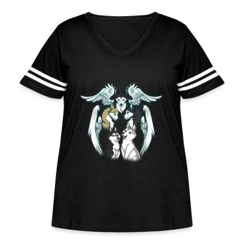 Siberian Husky Angels - Women's Curvy Vintage Sports T-Shirt