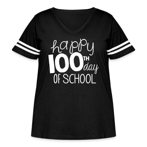 Happy 100th Day of School Chalk Teacher T-Shirt - Women's Curvy Vintage Sports T-Shirt