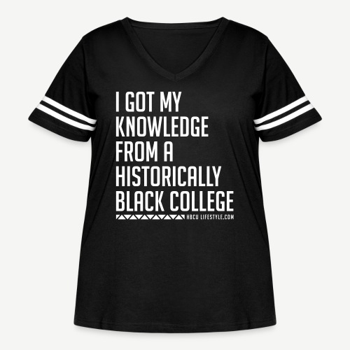 I Got My Knowledge From a Black College - Women's Curvy V-Neck Football Tee