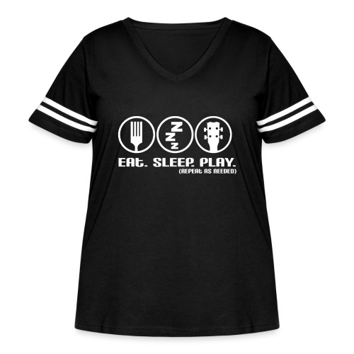 Eat. Sleep. Repeat - Women's Curvy V-Neck Football Tee