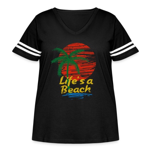 Life's a Beach - Women's Curvy V-Neck Football Tee