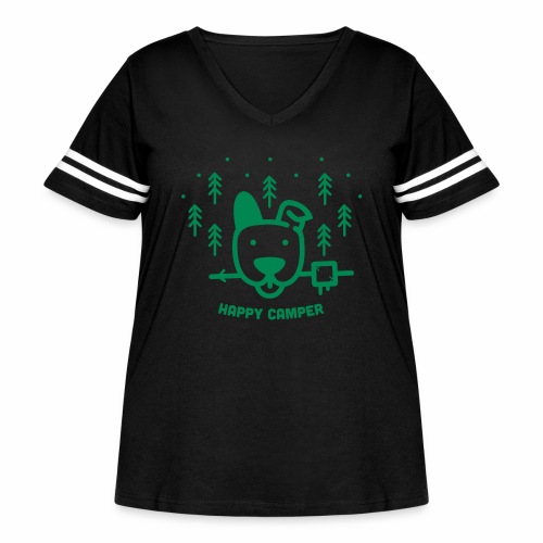 Happy Camping Dog - Women's Curvy Vintage Sports T-Shirt