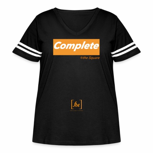 Complete the Square [fbt] - Women's Curvy V-Neck Football Tee