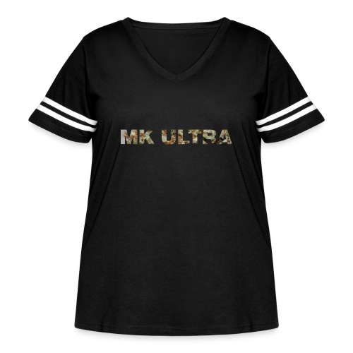 MK ULTRA.png - Women's Curvy V-Neck Football Tee
