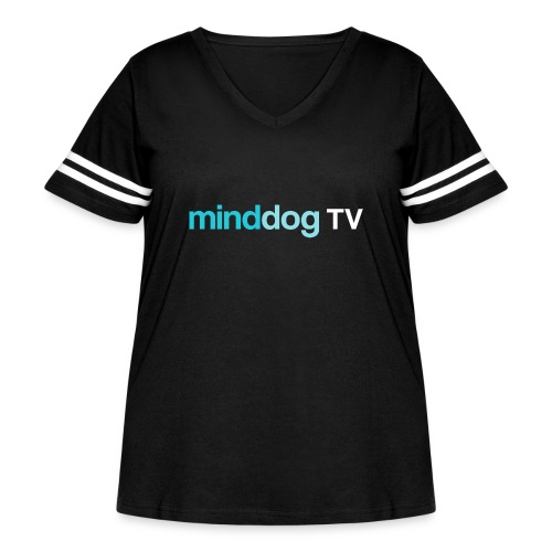 minddogTV logo simplistic - Women's Curvy V-Neck Football Tee