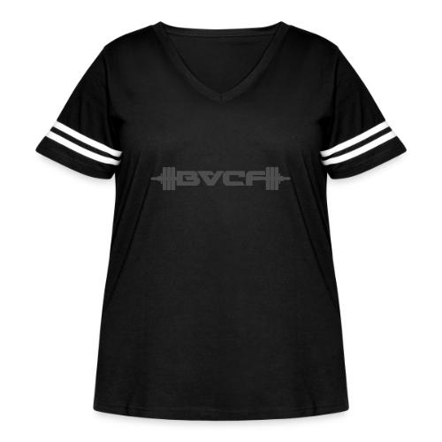 4 - Women's Curvy V-Neck Football Tee