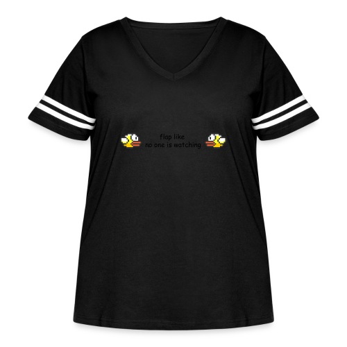 Flappy Bird T-Shirts - Flap Like No One is Watchin - Women's Curvy V-Neck Football Tee