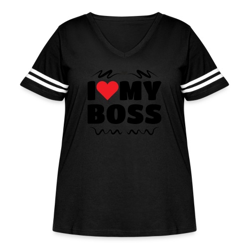I love my Boss - Women's Curvy V-Neck Football Tee