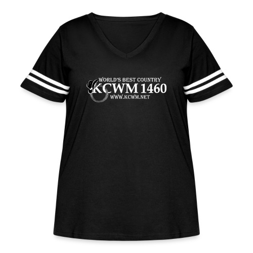 KCWM Logo Inverted - Women's Curvy V-Neck Football Tee
