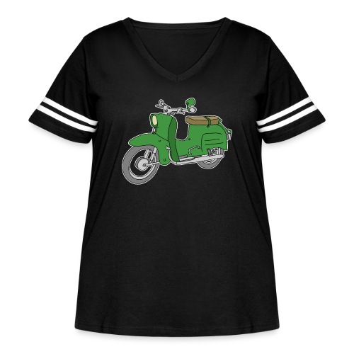 Schwalbe, scooter from GDR (green) - Women's Curvy V-Neck Football Tee