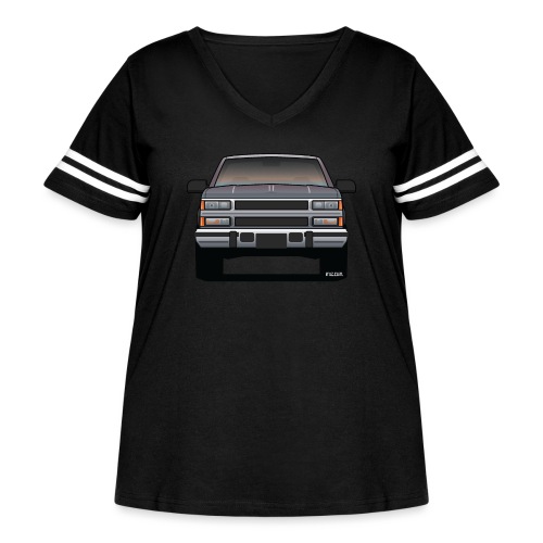 Design Icon: American Bowtie Silver Urban Truck - Women's Curvy Vintage Sports T-Shirt