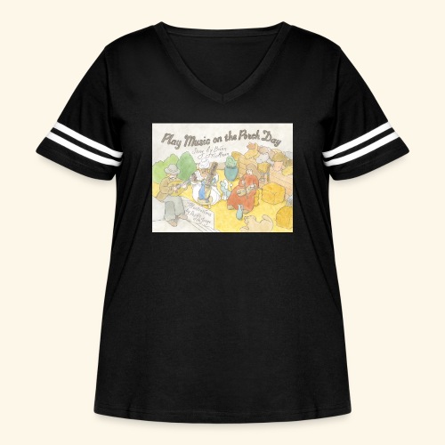 Play Music on the Porch Day Book! - Women's Curvy V-Neck Football Tee