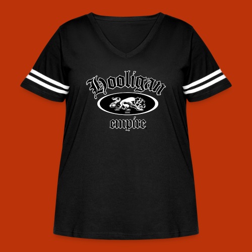 Hooligan Empire Lion Black - Women's Curvy Vintage Sports T-Shirt