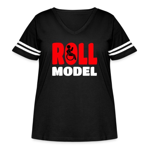 This wheelchair user is also a roll model - Women's Curvy Vintage Sports T-Shirt