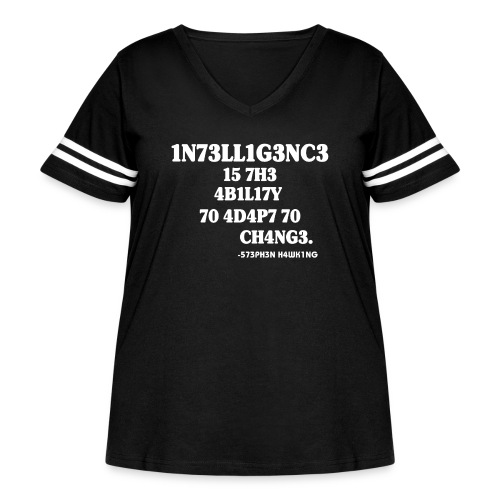 Intelligence is the ability to adapt to change - Women's Curvy V-Neck Football Tee
