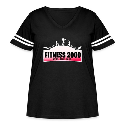 Fitness 2000 Gamer Logo Pink! - Women's Curvy V-Neck Football Tee