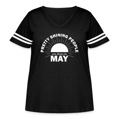 Pretty Shining People Are Born In May - Women's Curvy V-Neck Football Tee