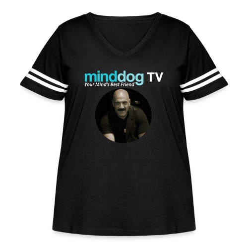 MinddogTV Logo - Women's Curvy Vintage Sports T-Shirt