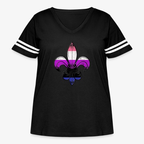 Genderfluid Pride Flag Fleur de Lis TShirt - Women's Curvy Vintage Sports T-Shirt
