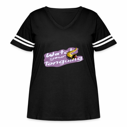 Saxophone players: Watch your tonguing!! pink - Women's Curvy V-Neck Football Tee