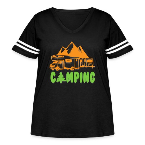 camping - Women's Curvy V-Neck Football Tee
