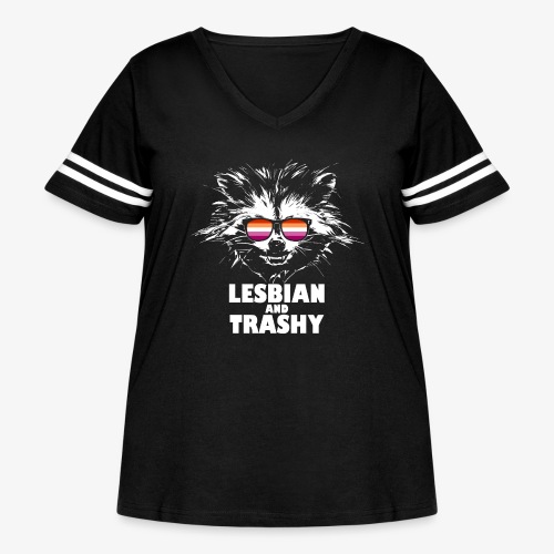 Lesbian and Trashy Raccoon Sunglasses Lesbian - Women's Curvy Vintage Sports T-Shirt