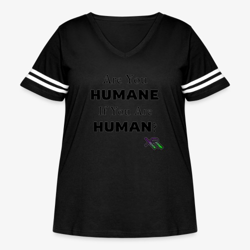 Humane Human - Women's Curvy V-Neck Football Tee